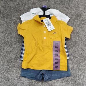 Carter's NWT Baby Boy 3M Outfit Set Polo + Car Bodysuit + Denim Shorts